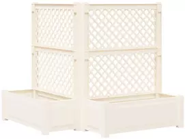 Didelis vazonas su treliu 2 pcs Balta 143 x 143 x 133,5 cm PP