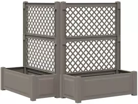 Didelis vazonas su treliu 2 pcs Pilka 143 x 143 x 133,5 cm PP