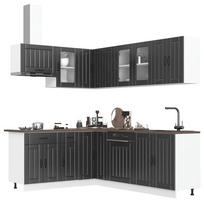 Virtuvinių spintelių komplektas, 11 dalių, Lucca, juoda