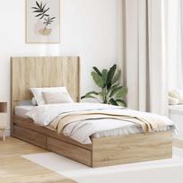 Lovos rėmas su saugojimu ir nugara Sonoma ąžuolas 100 x 200 cm