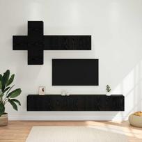 TV spintelių komplektas 7 pcs Juodojo ąžuolo Apdirbta mediena