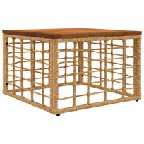 Sodo stalas Natūrali 55 x 55 x 37 cm PE Rattan ir Stiklas