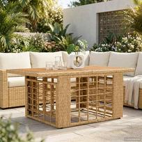 Sodo stalas Natūrali 100 x 55 x 37 cm PE Rattan ir Stiklas