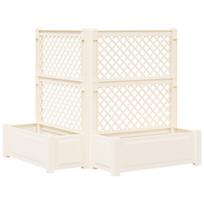 Didelis vazonas su treliu 2 pcs Balta 143 x 143 x 133,5 cm PP