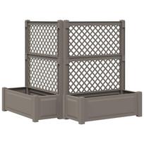 Didelis vazonas su treliu 2 pcs Pilka 143 x 143 x 133,5 cm PP