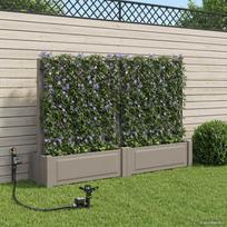Didelis vazonas su treliu 2 pcs Pilka 200 x 43 x 133,5 cm PP