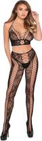 Leg Avenue Wild Bloom juoda tinklinė palaidinė ir pėdkelnės - S-L