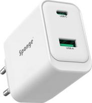 Sponge Adapteris Sponge C2 45W GaN, USB-C/USB-A, balta