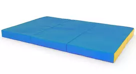 Sulankstomas gimnastikos čiužinys SANRO 150x100x10 cm mėlynai-geltonas (3 dalių)