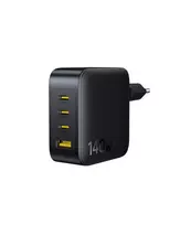 Sieninis įkroviklis EnerFill FH11 140W USB-A + 3xUSB-C QC PD3.1, juodas