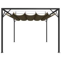 Sodo pavėsinė su įtraukiamu stogu, taupe spalvos, 3x3m, 180g/m² CFE22989