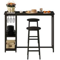BARO KOMPLEKTAS: STALAS + 2 KRĖSLOS (BARAIS) – JUODAS – LOFT STILIUS / MODERNUS 120 CM