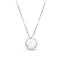 JwL Luxury Pearls Subtilus karoliai su cirkoniais ir tikru perlu JL0833 (grandinė, pakabukas)