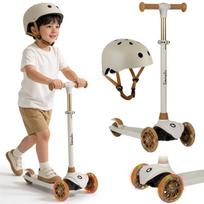 Triratis paspirtukas Lionelo Jessy Grey Brown + šalmas Lionelo Helmet Beige Sand