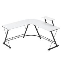 Kampinis Rašomasis Stalas Kompiuterinis Stalas Su Žaidimų Lentyna School White, 129 x 46 x 74 cm + 129 x 46 x 74 cm