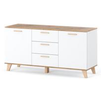 Komoda Hurtownia-Mebli Olivier, Balta, 150 cm, Talpi spintelė RTV su 3 stalčiais mediena