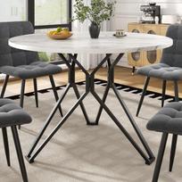Valgomasis stalas, MDF marmuras, metalas, 100x100x76cm, 1 vnt