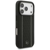 Mercedes Leather Star Pattern Stripes MagSafe dėklas iPhone 17 Pro - juodas