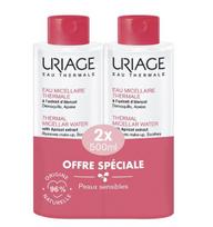 Micelinis vanduo Uriage terminis micelinis vanduo jautriai odai Duo 2x500 ml švelnus valymas ir makiažo pašalinimas