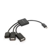 USB OTG cable Micro BM -> 2xUSB-AF + BF Micro 13cm