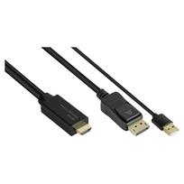 Adapterkabel HDMI 2.0b Stecker an DisplayPort 1.2 Stecker, 4K @60Hz, USB Power, vergoldete Kontakte (HDMI-DP020)