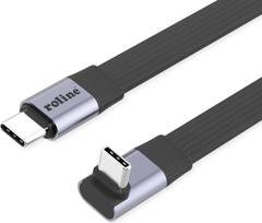 ROLINE USB4-2.0 Kabel 80Gbit/s flach ST/ST gerade-270° abgewinkelt - Kabel - Digital/Daten