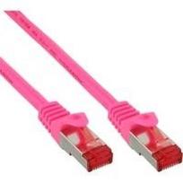 InLine® Patch cable, S/FTP (PiMf), Cat.6, 250MHz, PVC, copper, pink, 0.3m