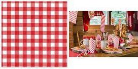 PAPSTAR Motiv-Servietten Vichy Karo, 330 x 330 mm bedruckt, 1/4 Falz, 1-lagig, Tissue, rot / weiß kariert - 1 Stück (88762)