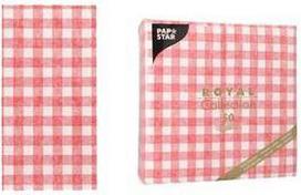 PAPSTAR Bistro-Servietten ROYAL Collection Vichy Karo aus Tissue, 1/8 Falz, 4-lagig, Maße: 400 x 400 mm - 1 Stück (37380)