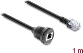 Delock Kabel RJ12 Stecker zu RJ12 Buchse zum Einbau 1 m schwarz (91268)