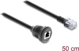 Delock Kabel RJ12 Stecker zu RJ12 Buchse zum Einbau 50 cm schwarz (91086)
