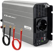 Qoltec Przetwornica napięcia MS Wave | 12V na 230V | 1000/2000W | USB | Kompatybilna z LiFePO4 GEL AGM
