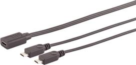 S/CONN maximum connectivity Adapter, USB C Buchse auf 2x USB Micro B Secker, Y-Kabel, 2.0, schwarz, 0,3m (13-20021)