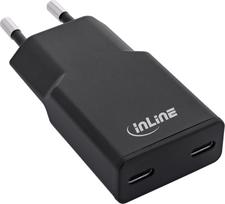 InLine® USB-C Ladegerät, 30W, GaN, Dual USB-C, PD/PPS, Black Cookie/schwarz (31590)
