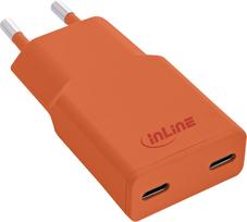 InLine® USB-C Ladegerät, 30W, GaN, Dual USB-C, PD/PPS, Papaya/orange (31590O)