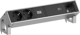 BACHMANN Steckdoseneinheit DESK 5,10cm (2), 2-fach + 1x USB,schwarz - für den Markt: D / NL / A / L - 1 Stück (902.906)