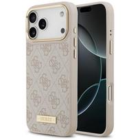 Guess 4G Logo Plate MagSafe dėklas iPhone 17 Pro Max - Rožinis
