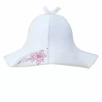 Pirties kepurė - balta, su raudona gėle