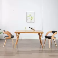 Valgomojo kėdės, 2vnt., juodos, išlenkta mediena, dirbtinė oda