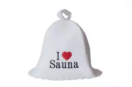 Pirties kepurė - I love sauna, balta