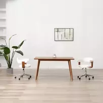 Valgomojo kėdės, 2vnt., baltos, lenkta mediena ir dirbtinė oda