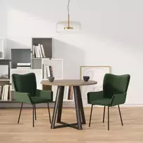 VidaXL Valgomojo kėdės, 2vnt., tamsiai žalios spalvos, aksomas