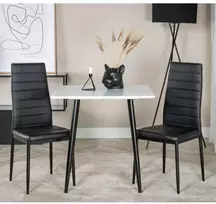 Venture Home Valgomojo kėdės Slim, 2vnt., juodos, odos imitacijos