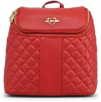 Moschino, Love, dirbtinės odos, tekstilinė kuprinė, Raudona, 2 kišenės, moterims