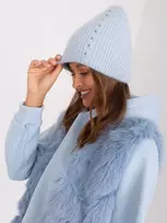 Wool Fashion Italia Šviesiai mėlyna moteriška žieminė kepurė: Dydis - Universalus