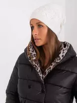 Wool Fashion Italia Stilinga balta moteriška žieminė kepurė: Dydis - Universalus