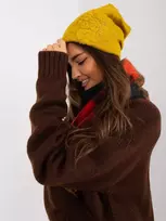 Wool Fashion Italia Geltona moteriška žieminė kepurė: Dydis - Universalus