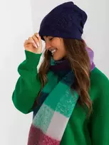 Wool Fashion Italia Tamsiai mėlyna žieminė kepurė su blizgučiais: Dydis - Universalus