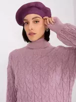 Kepurė Wool Fashion Italia Violetinė moteriška beretė su kašmyru: Dydis - Universalus