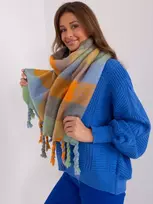 Wool Fashion Italia Šiltas spalvingas ilgas šalikas su kutais: Dydis - Universalus